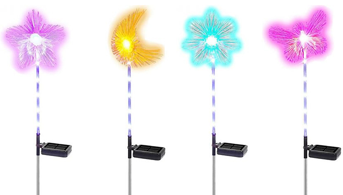 Solar-Powered Colour Changing Stake Garden Lights - 2 Designs