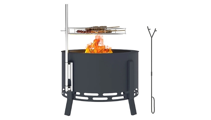 Outsunny Portable Fire Pit with Grill Grate
