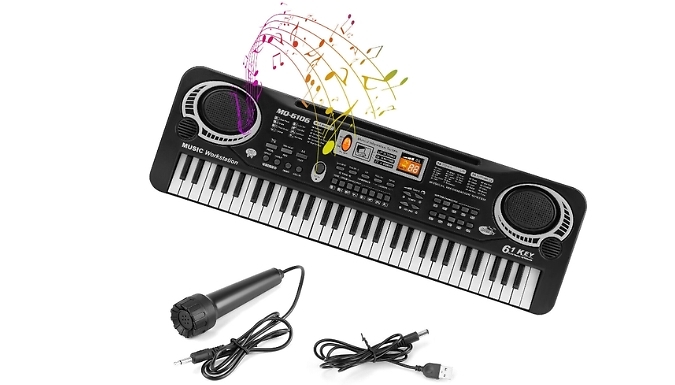 Electric Piano Keyboard with Microphone - 37 or 61 Keys