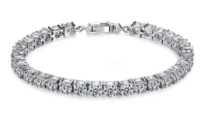 7ct Lab-Created Sapphire Tennis Bracelet - Free Gift: Premium Crystal Necklace!