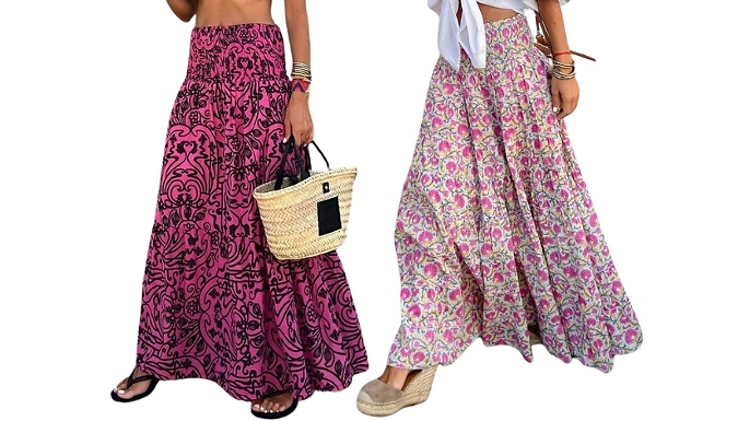 Women's Floral Print Long Skirt - 2 Colours & 4 Sizes