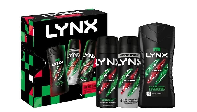 3-Piece LYNX Africa Trio Gift Set - 1, 2 , 3 or 4 Pack