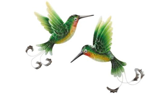 Pair of Metal Hummingbirds Wall Art