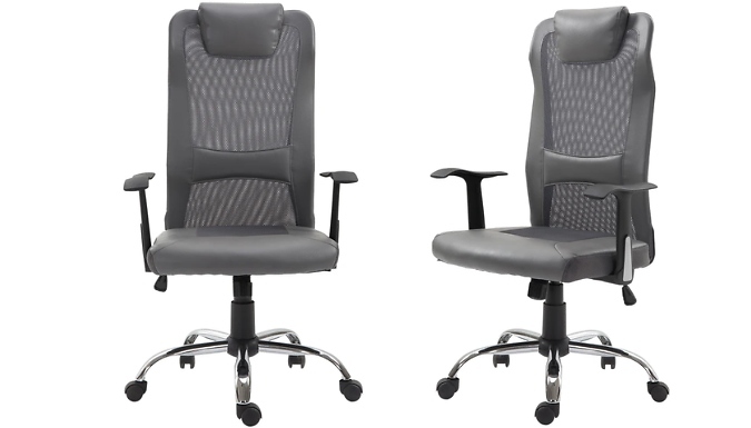 Vinsetto Grey PU-Leather Office Chair - With Adjustable Height & Rocking Motion!