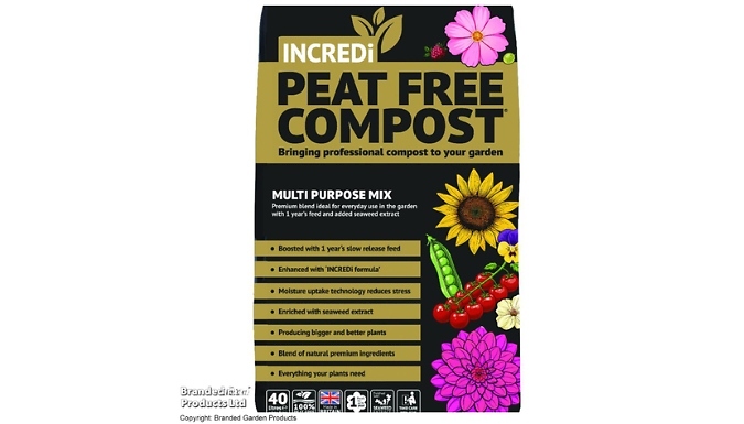 1 or 2-Pack INCREDiPeatFree Premium Multi-Purpose Compost & Incredibloom - 2 Sizes!