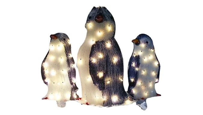 2D Light Up Christmas Penguins - Set of 3!