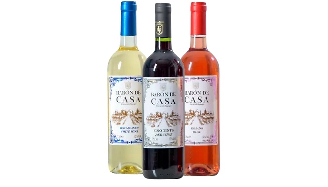 18-Bottle Baron de Casa Wine Tasting Box - Red, Rosè & White