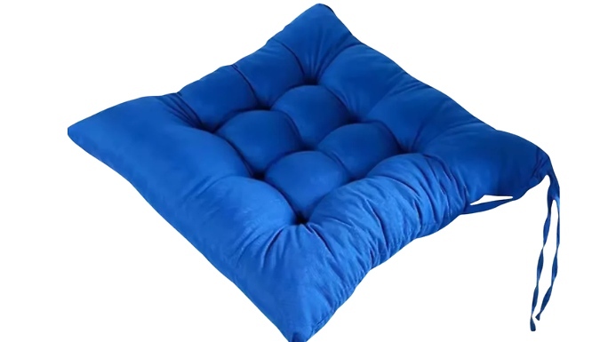 2 or 4 Pack Thick Padded Chair Cushions with Ties– 5 Colours
