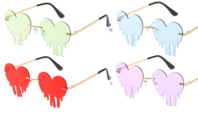 Dripping Heart Sunglasses - 2 Pairs & 4 Colours