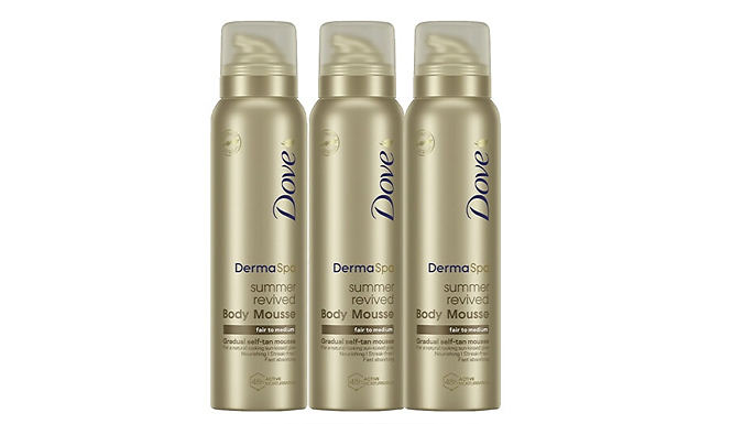 3 or 6-Pack of Dove DermaSpa Summer Revived Mousse 150ml - 3 Shades