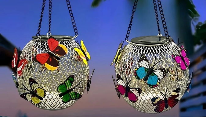 1 or 2-Pack of Solar-Powered Butterfly Ambient Decorative Lights - 2 Colours