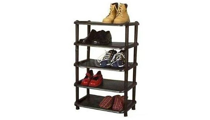 5 Tier Black Shoe Rack Unit