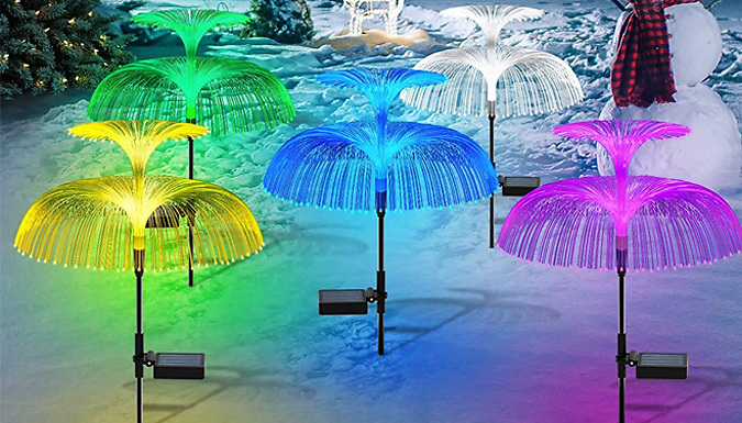2 or 4 Colour Changing 2-Tier Jellyfish Solar LED Stake Lights