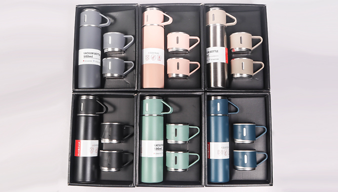 500ml or 750ml Stainless Steel Thermal Bottle Set - 5 Colours