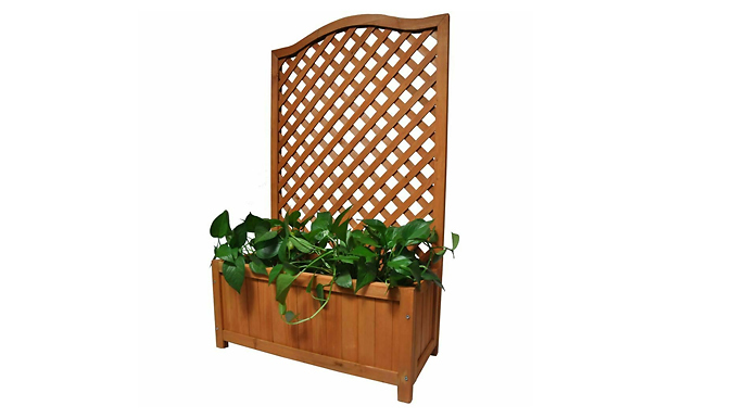 Wooden Garden Planter with Trellis