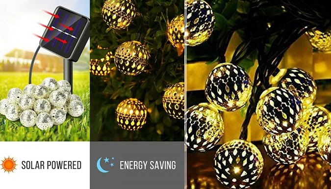 20, 30 or 50 Metal Ball Solar Lights - 2 Metal Colours & 2 Light Colours