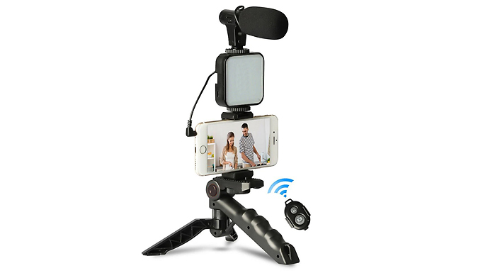 5-Piece Phone Filming Kit With Tripod, Microphone & Bluetooth Remote from Go Groopie