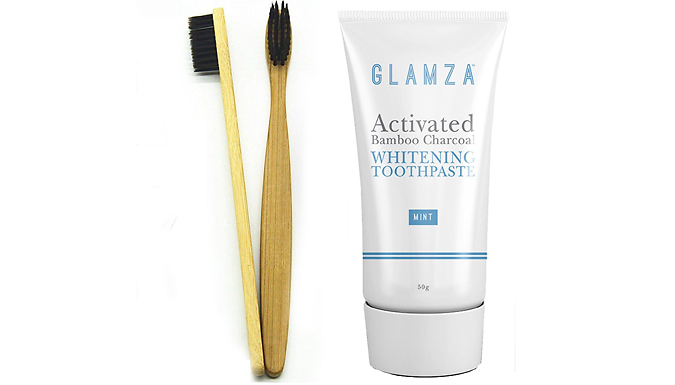 Glamza Activated-Charcoal Mint Toothpaste & Toothbrush
