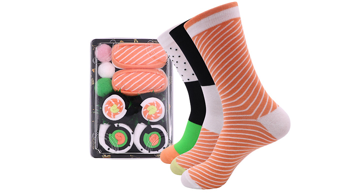 3, 4 or 5-Piece Sushi Socks Gift Set from Go Groopie IE