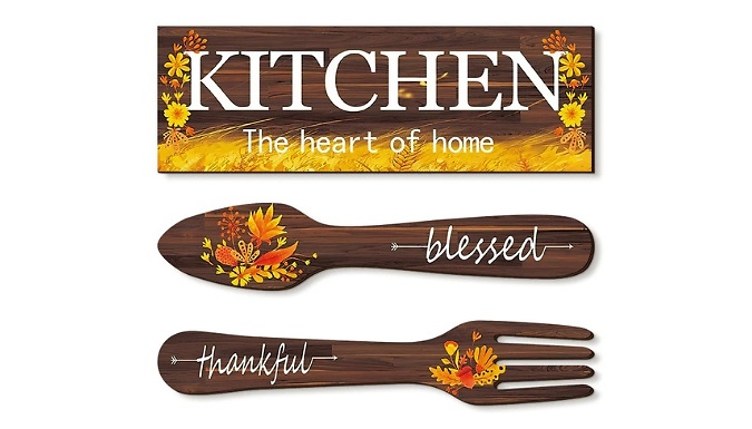 Kitchen Wooden Wall Hanging Quotes - 3 Colours