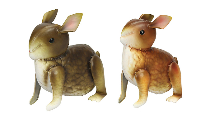 1 or 2-Pack of Metal Rabbit Garden Ornaments - 2 Colours