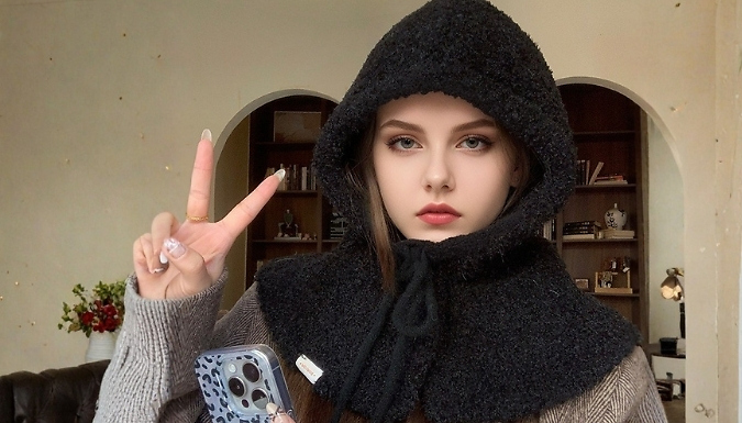 Plush Drawstring Hooded Scarf - 5 Colours!