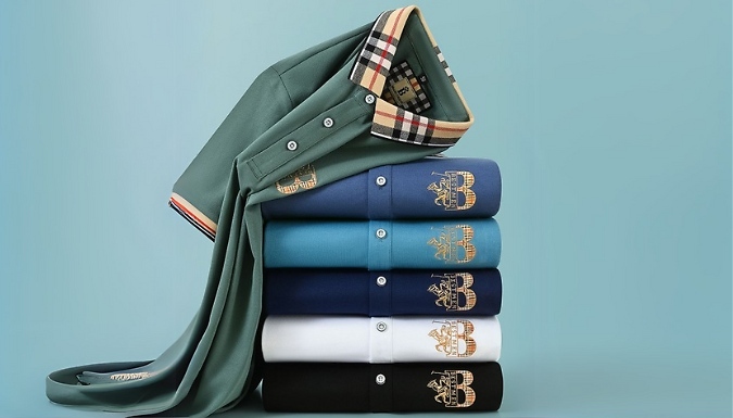 Men's Plaid Collar Golf Polo Shirt - 6 Colours & Sizes