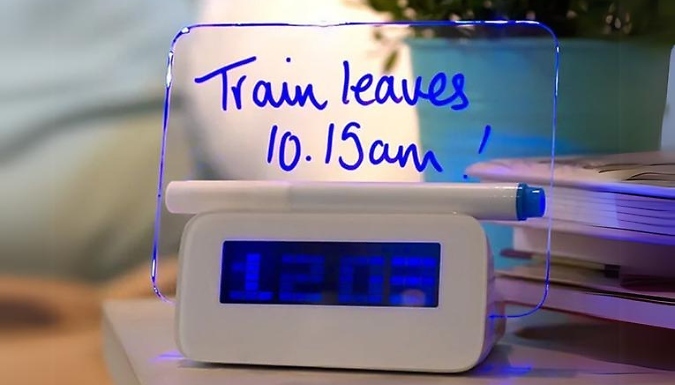 Clear Scribble Memo Board Alarm Clock - 2 Colours