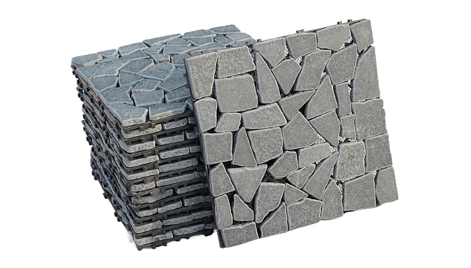 11-Pack Rock Stone Interlocking Garden Tiles