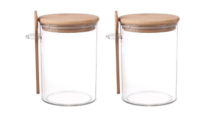 2-Pack of Transparent Airtight Containers with Spoons - 3 Sizes