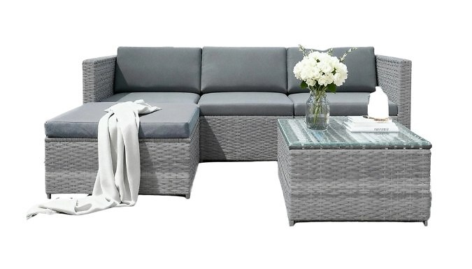 3-Seater Rattan Garden Furniture Set - 2 Colours
