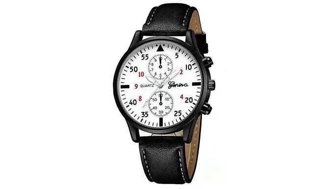 Men's Faux Leather Quartz Watch - 5 Designs