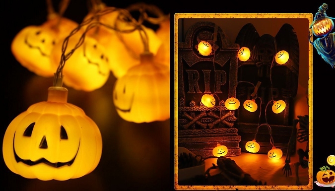 1.5m, 4.5m or 6m LED Pumpkin Light String Halloween Decoration - 5 Styles