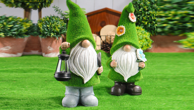 Solar-Powered Light-Up Garden Gnome - 4 Designs