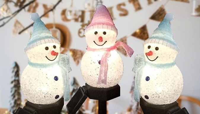 Solar Snowman Light - 3 Colours at Go Groopie IE