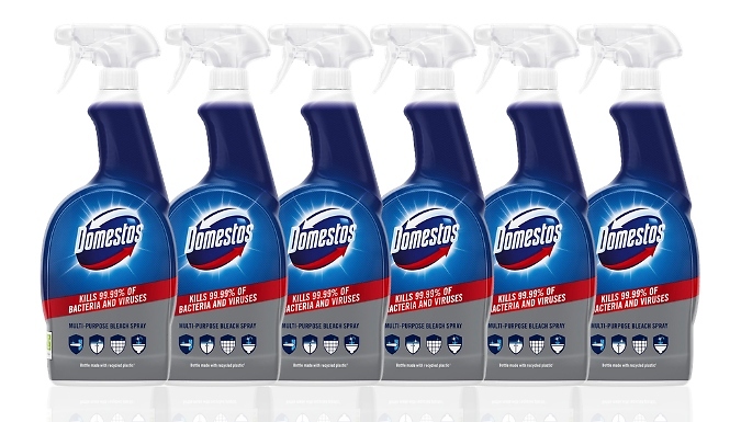6 or 12-Pack of Domestos Multipurpose Bleach Disinfectant Spray - 700ml