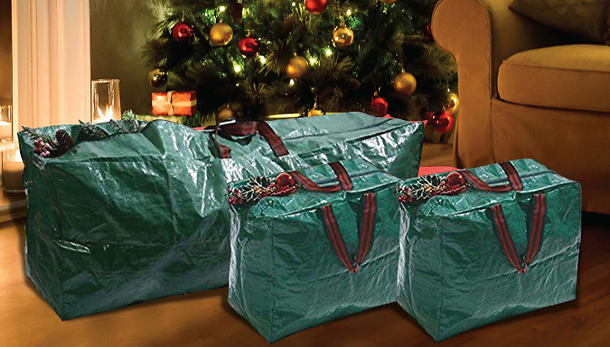 3-Pack of Tear-Proof Christmas Decorations Storage Bags