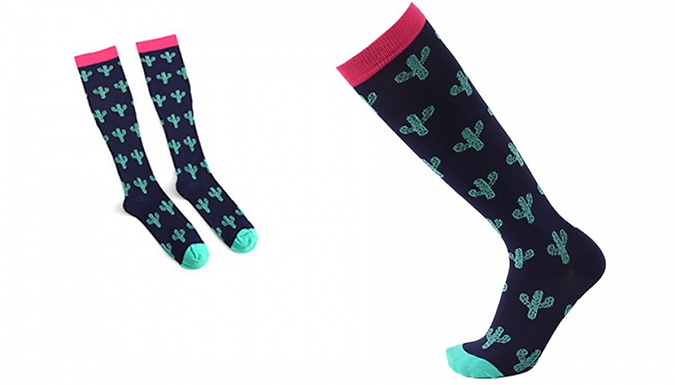 Novelty Bold Print Knee-High Compression Socks - 3 Designs & 2 Sizes