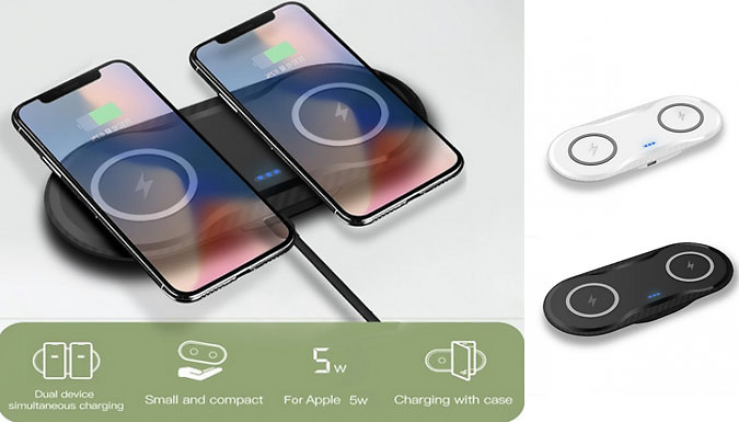 Whooptrading 2-in-1 Dual QI Wireless Phone Charging Station - 2 Colours