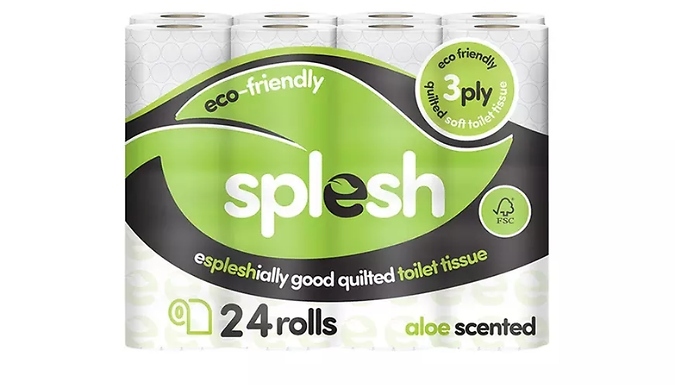 24, 36, 60 or 72 Splesh Eco-Friendly Aloe Vera 3-Ply Toilet Paper Rolls