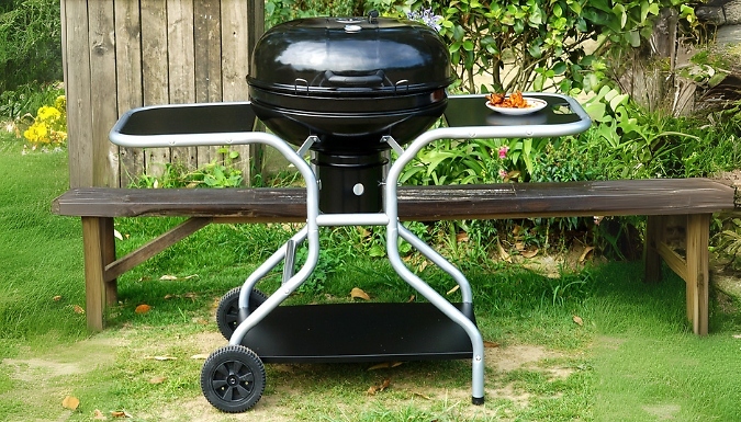 BBQ Grill Trolley with Side Tables