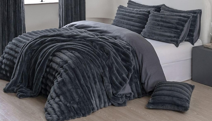 Teddy Fleece Big Cord Duvet Cover Set - 3 Colours, 4 Sizes