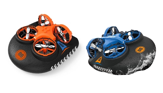 3-in-1 Air, Land & Water Hovercraft Drone - 2 Colours from Go Groopie