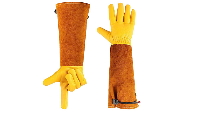 Protective Long Sleeve Goatskin Gardening Gloves - 2 Colours & 4 Sizes