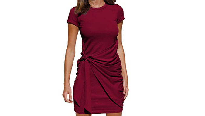 Short-Sleeved Tie-Waist Mini Dress - 3 Colours & Sizes