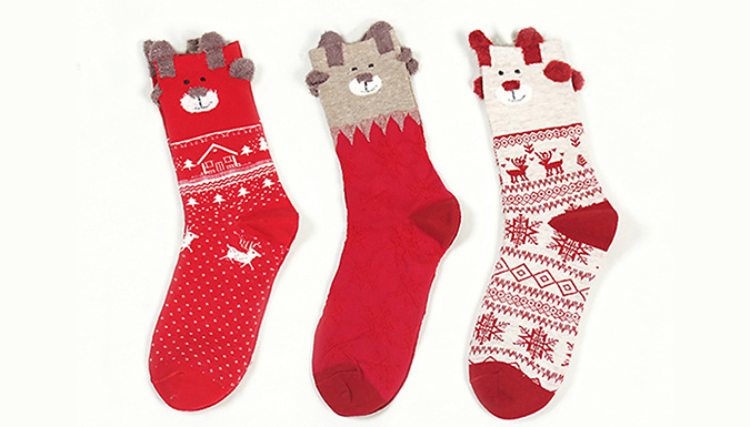 3 Pairs of Novelty Christmas Socks