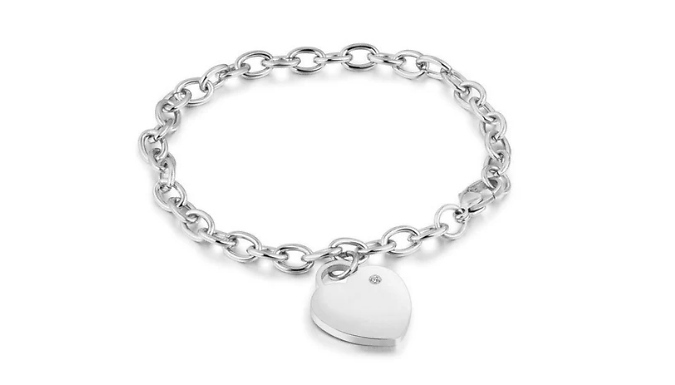 Heart Charm Link Bracelet - Rose Gold or Silver