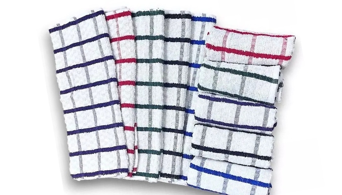 10-Pack Large Mixed Kitchen Tea Towels from Go Groopie