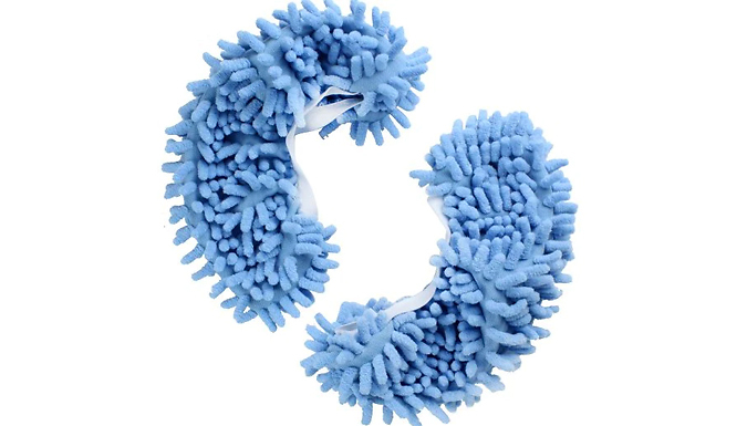 2 Pairs of Chenille Fibre Washable Dust Mop Slippers - 2 Colours