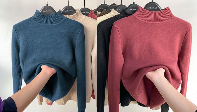 Fleece-Lined Round Neck Top - 7 Colours, 5 Sizes